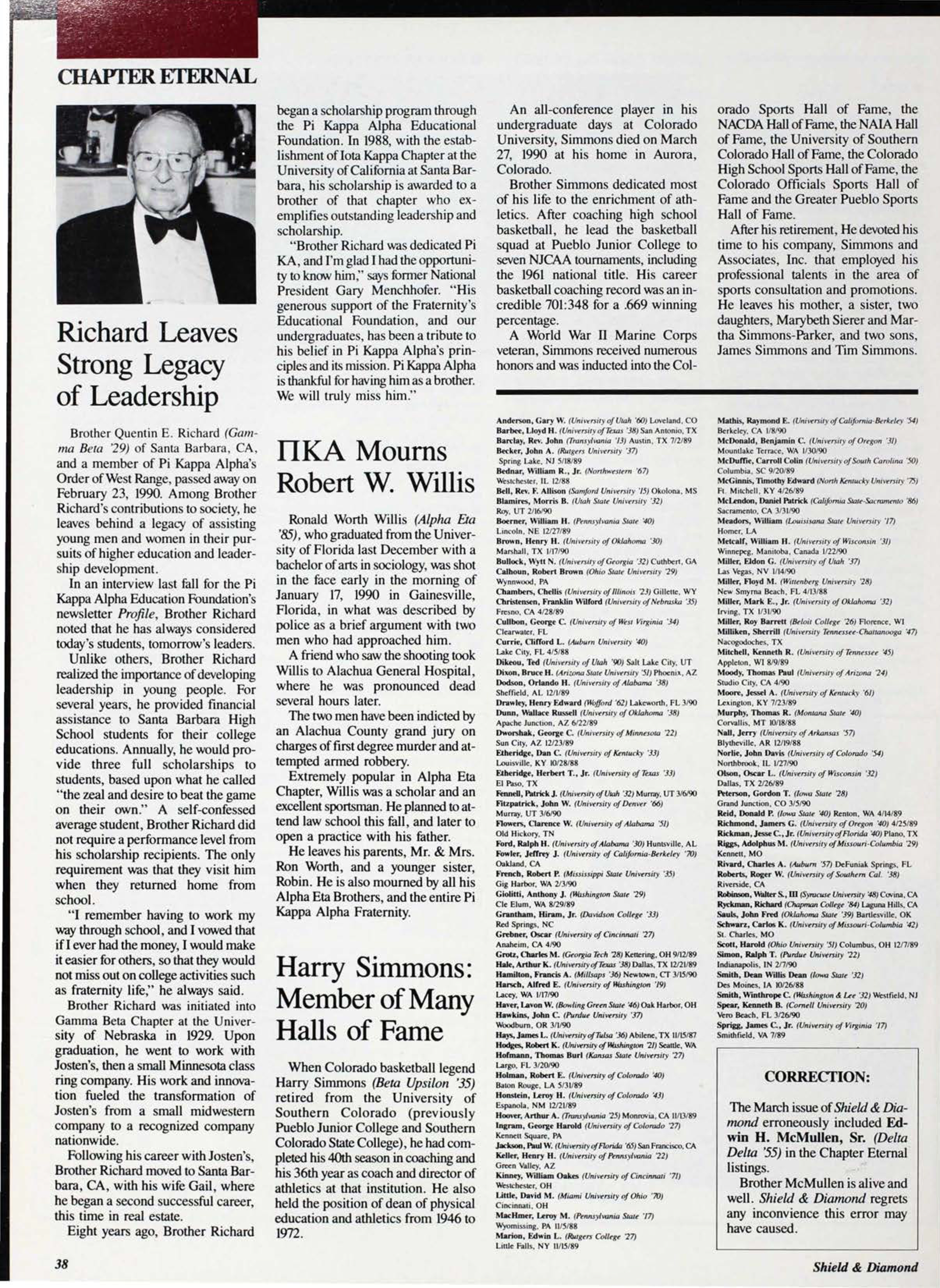 Chapter Eternal, June 1990